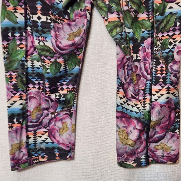 Lularoe Simply Comfortable Athletic Cropped Leggings Floral Colorful - Picture 8 of 9